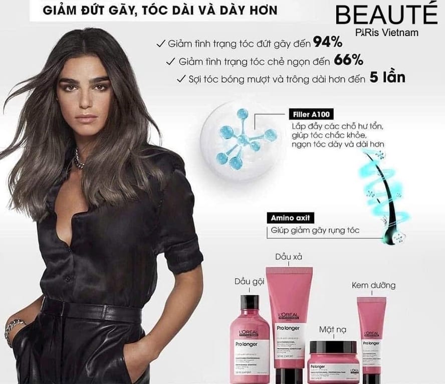 Dầu gội giúp tóc giảm đứt gãy và làm dài tóc L’Oréal Pro Longer