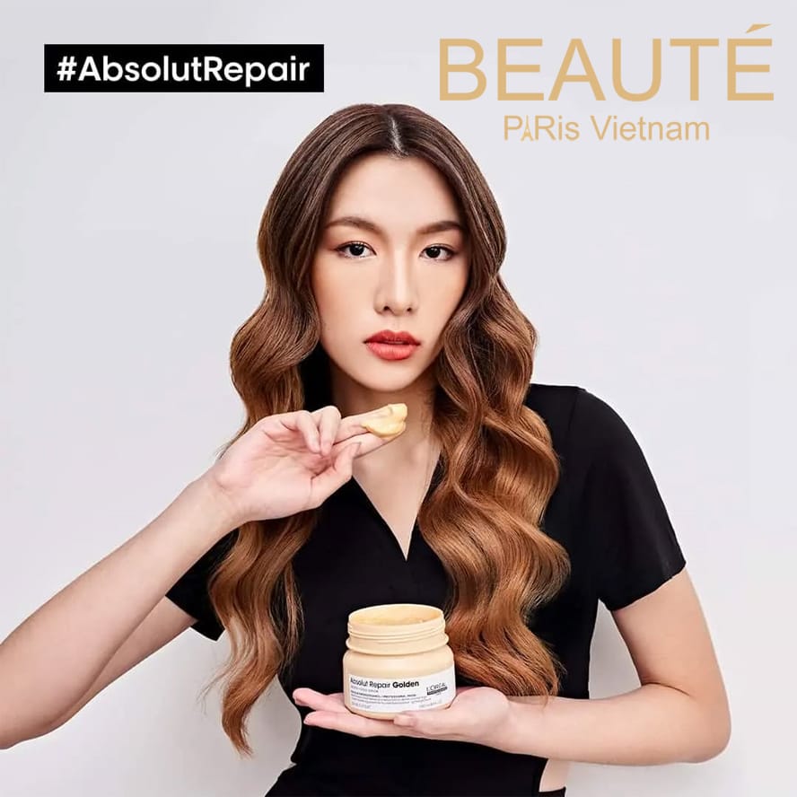 Dầu hấp nhũ vàng phục hồi tóc hư tổn L’Oréal Absolut Repair Golden 250ml