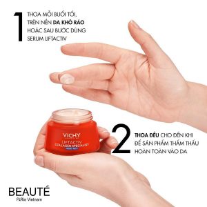 Kem dưỡng sáng da mờ thâm nám ban đêm Vichy Liftactiv Collagen Specialist Night 50ml 