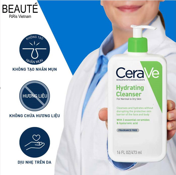 Sữa rửa mặt cho da thường và da khô CeraVe Hydrating Cleanser 473ml