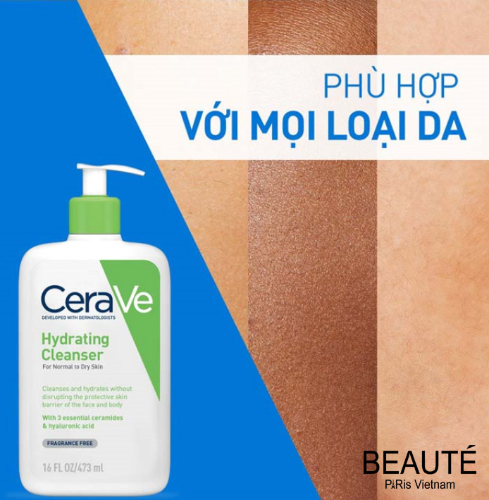 Sữa rửa mặt cho da thường và da khô CeraVe Hydrating Cleanser 473ml