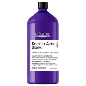Dầu gội thuần chay giảm xơ rối giúp tóc suôn mượt L'Oréal Keratin Alpha Sleek 1500ml