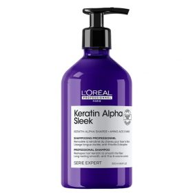 Dầu gội thuần chay giảm xơ rối giúp tóc suôn mượt L'Oréal Keratin Alpha Sleek 500ml