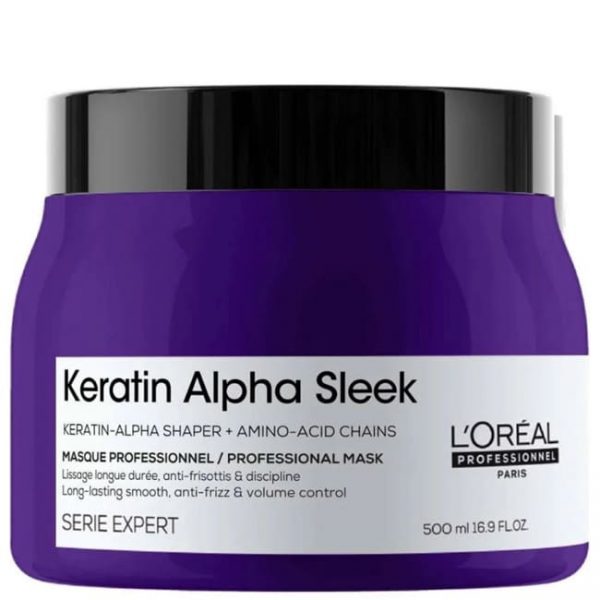 Mặt nạ thuần chay giúp tóc suôn mượt L’Oréal Keratin Alpha Sleek 500ml